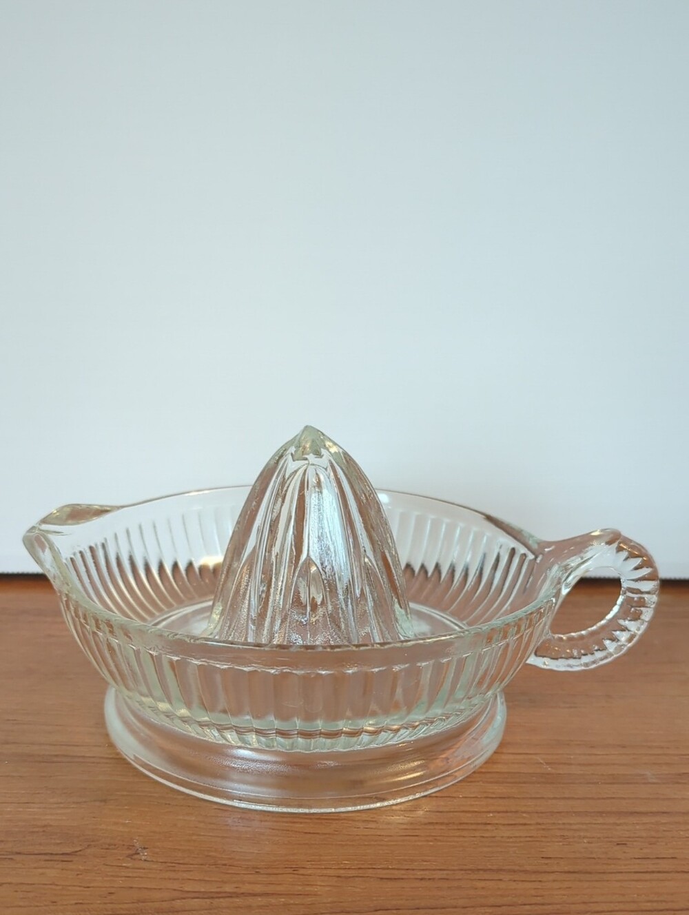 Vintage Glass Citrus Juicer with Ribbed Design - Clear